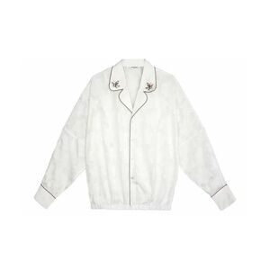 Valleyouth Embroidered White Semi-Sheer Shirt with Contrast Piping